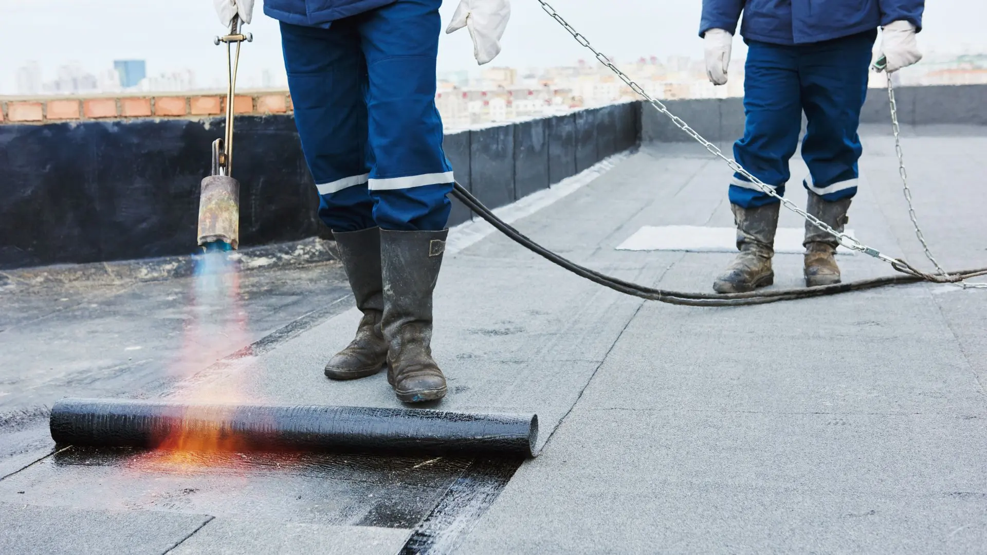 Employees performing repairs
