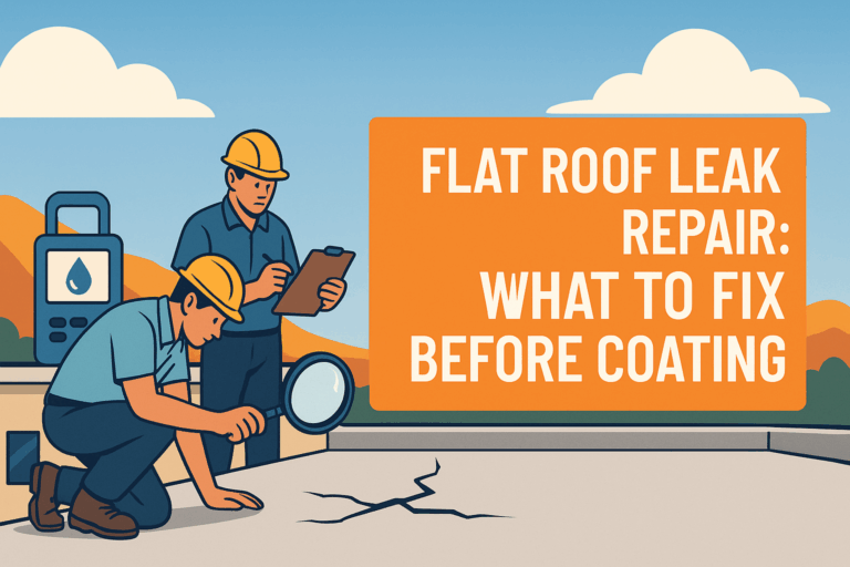Flat Roof Leak Repair. Don't coat over active leaks. Learn why flat roof leak repair must come first, and how to prep your roof for lasting waterproof protection.